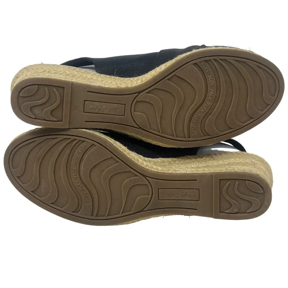 Easy Street Kindly Womens Black‎ Slingback Espadrille Sandal Size 9.5M